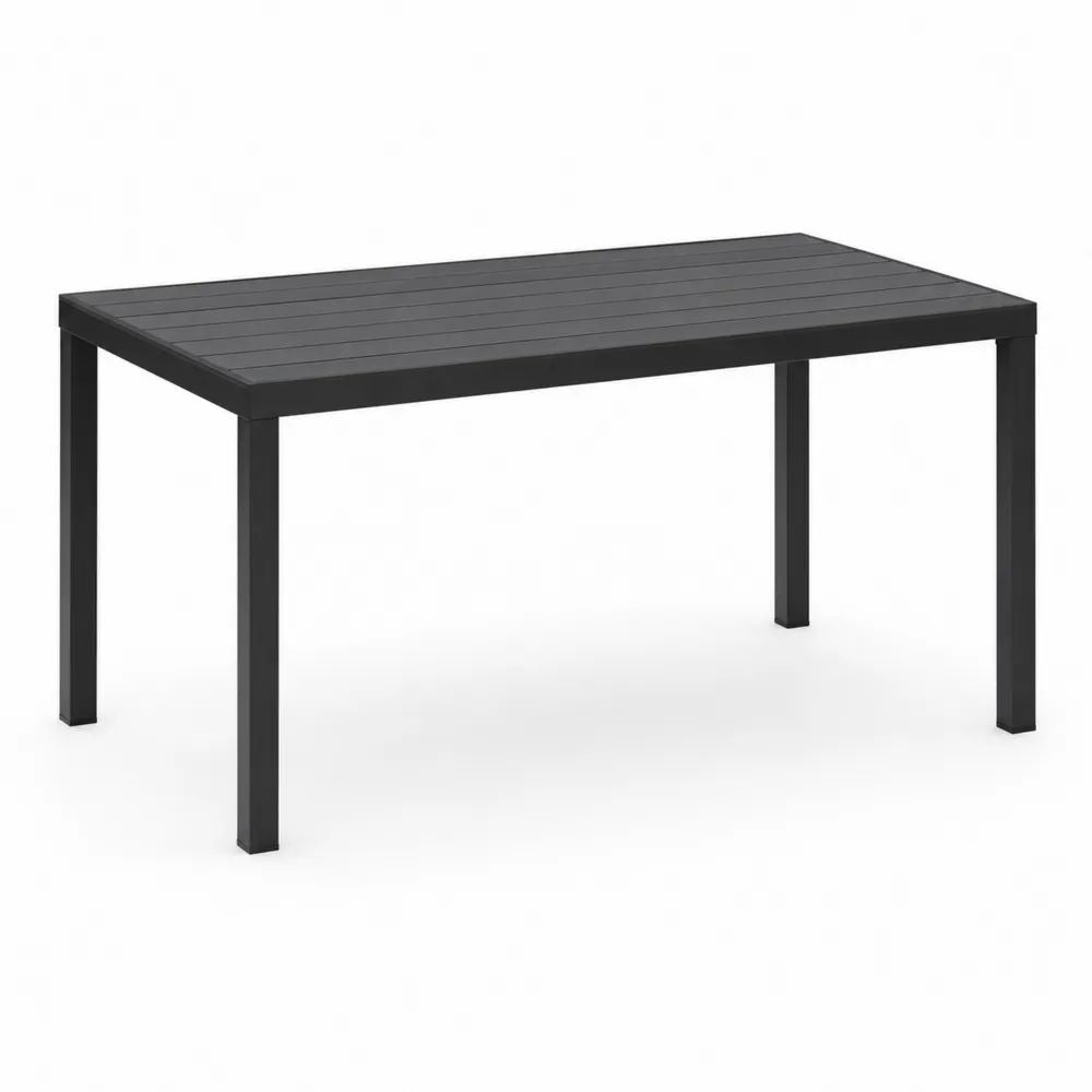 Table de jardin rectangulaire en aluminium noir, 120 × 70 × 74 cm
