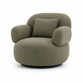 Fauteuil de salon 1 place en tissu bouclé vert olive avec coussin, 105 × 96 × 82 cm