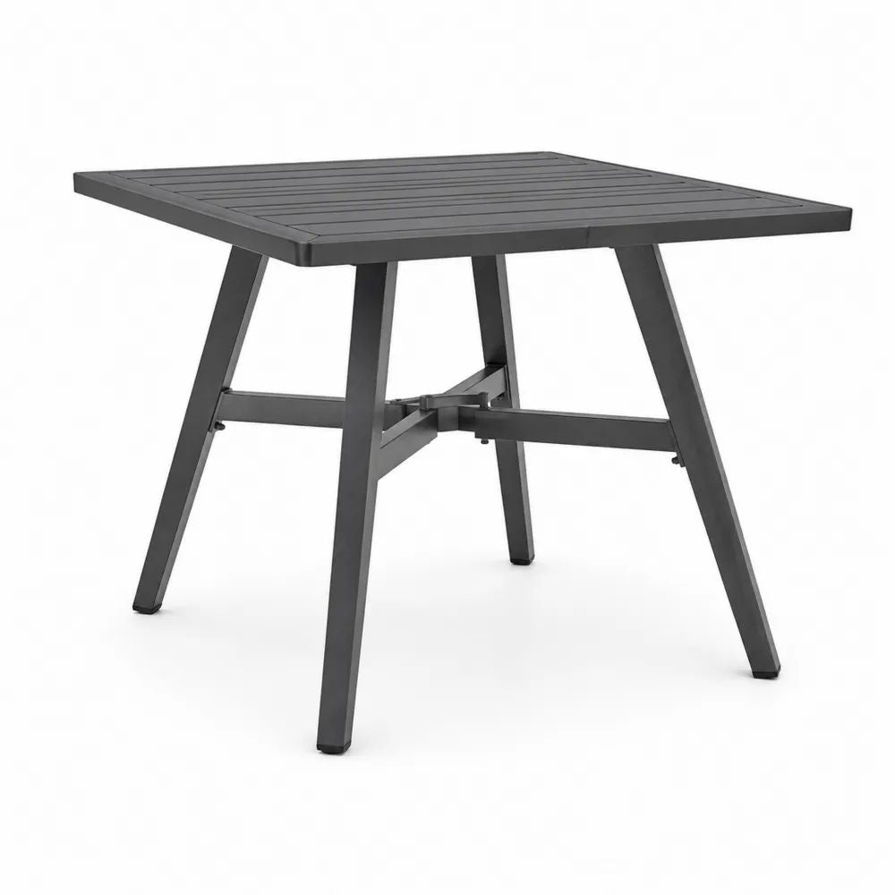 Table de jardin carrée en aluminium anthracite 90 × 90 × 74 cm